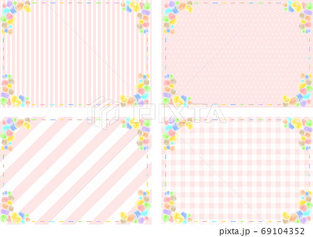 水彩ドット　ステッチフレーム　多種類柄背景セット 69104352