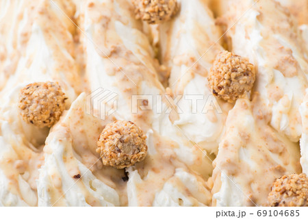 close-up of appetizing ice cream with candy, macro photography 69104685