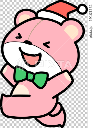 サンタ帽子をかぶったクマのぬいぐるみのイラスト素材