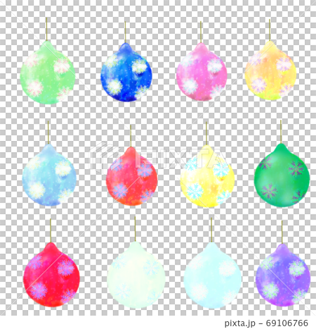Kugel (sphere) watercolor style illustration collection of colorful Christmas tree decorations 69106766