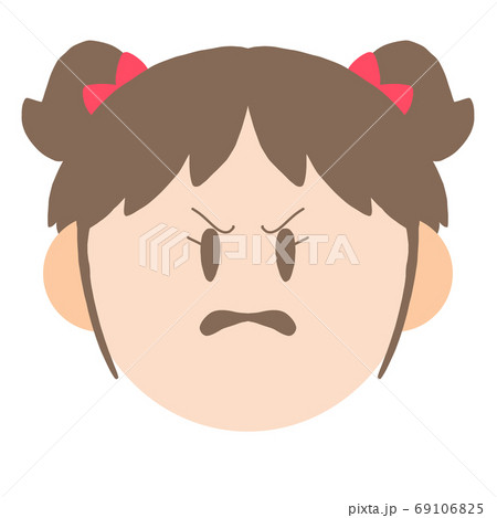怒っている女の子の顔のイラスト素材