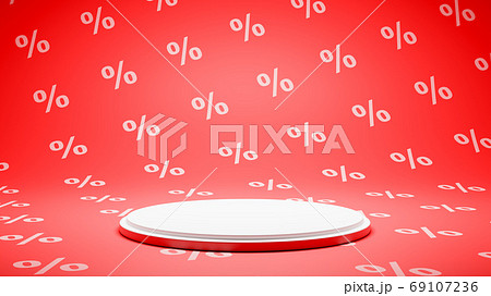 Empty White Platform on Percent Sign Pattern Studio Background Empty White Platform on Percent Sign Pattern Studio Background 69107236