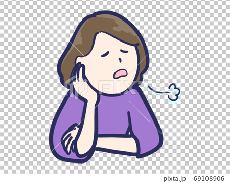 がっくりお疲れため息の女性 69108906
