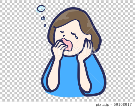 Woman yawning big 69108917