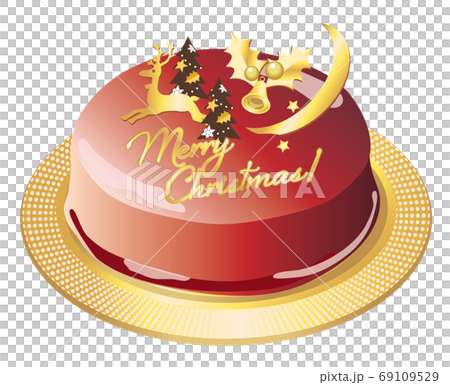 シンプルな赤いクリスマスケーキのイラスト素材