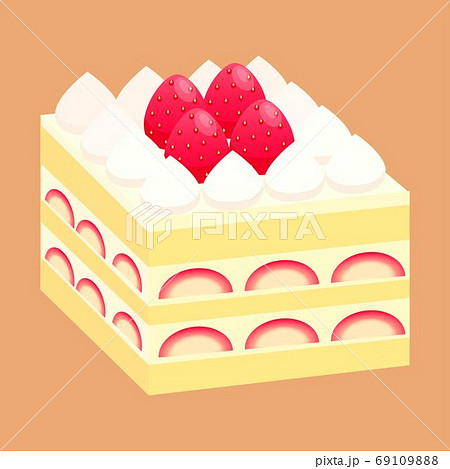 四角いショートケーキのイラストのイラスト素材