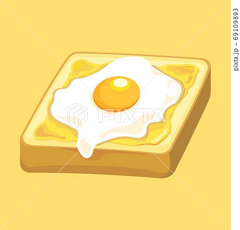 目玉焼きののったトーストのイラスト 69109893