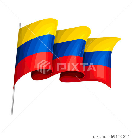 Waving Ecuadorian Flag on Pole as Country Attribute Vector Illustration 69110014