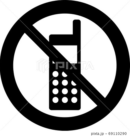 携帯電話使用禁止のピクトグラム 単色ver のイラスト素材