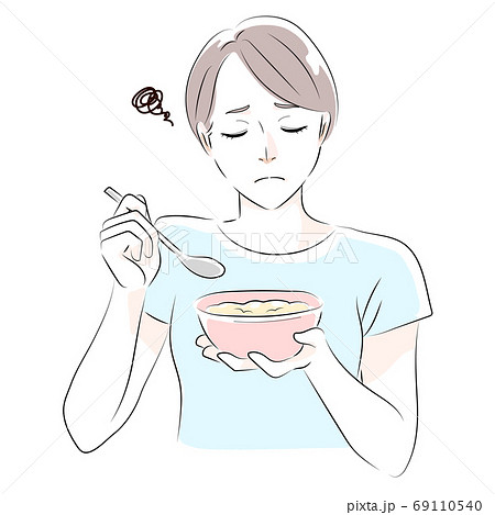 オートミールを食べる女性のイラストのイラスト素材