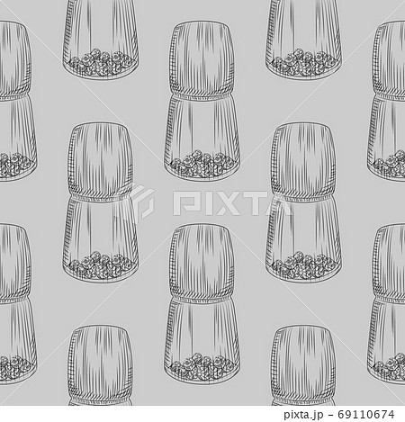 Peppercorn mill seamless pattern. Grinder spices 69110674