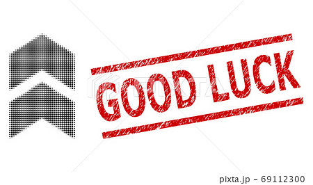 Scratched Good Luck Stamp And Halftone Dotted のイラスト素材