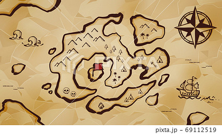 古い宝の地図の背景イラスト 16 9のイラスト素材