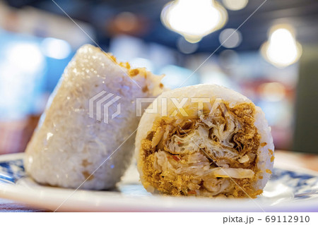 Close up shot of traditional rice ball Close up shot of traditional rice ball 69112910