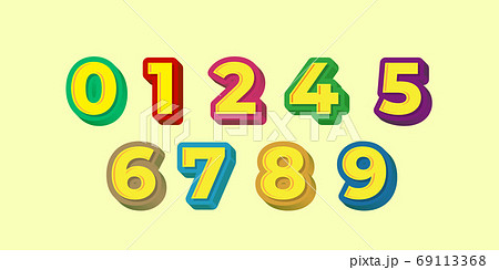 Playful and colorful number 3d style design templates Playful and colorful number 3d style design templates 69113368