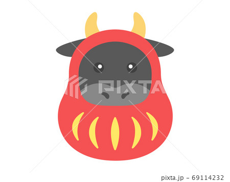 達磨のきぐるみを着た牛のイラストのイラスト素材