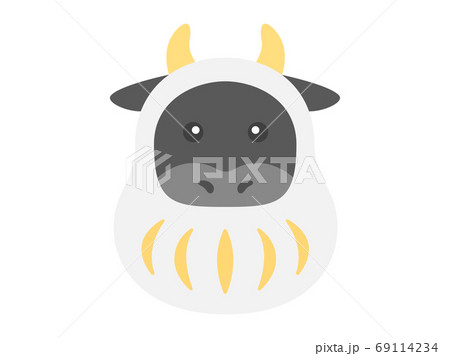 達磨のきぐるみを着た牛のイラスト 69114234