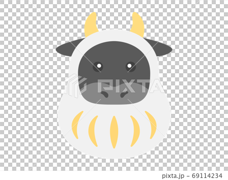 達磨のきぐるみを着た牛のイラスト 69114234