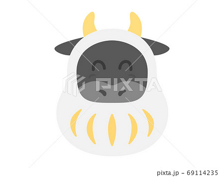 達磨のきぐるみを着た牛のイラスト 69114235