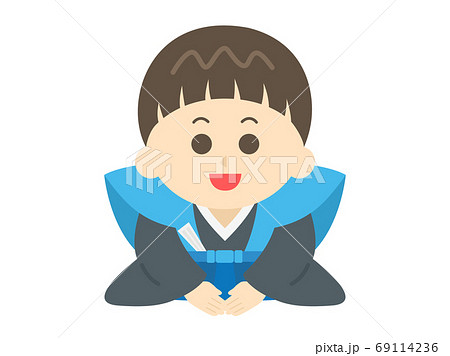着物を着て挨拶をする少年のイラスト 着物を着て挨拶をする少年のイラスト 69114236