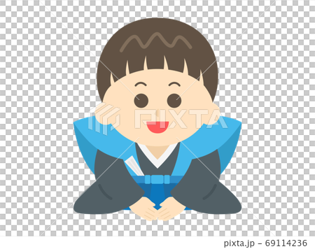 着物を着て挨拶をする少年のイラスト 着物を着て挨拶をする少年のイラスト 69114236