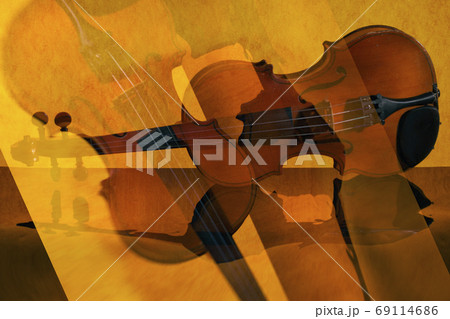 Abstract collage with violin made using double exposure Abstract collage with violin made using double exposure 69114686