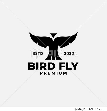 bird wing fly black silhouette front view logo design vector 69114726