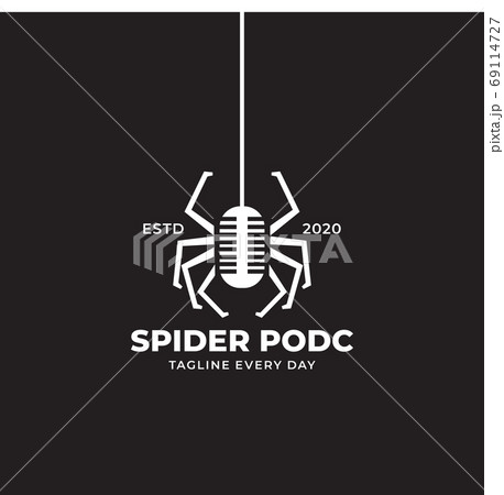 spider and record music logo design 69114727