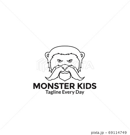 Head animal with long mustache illustration silhouette logo design Head animal with long mustache illustration silhouette logo design 69114749