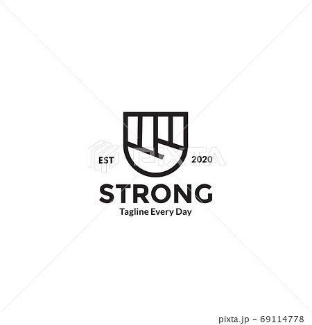 Hands clenched line for strong and spirit logo design Hands clenched line for strong and spirit logo design 69114778