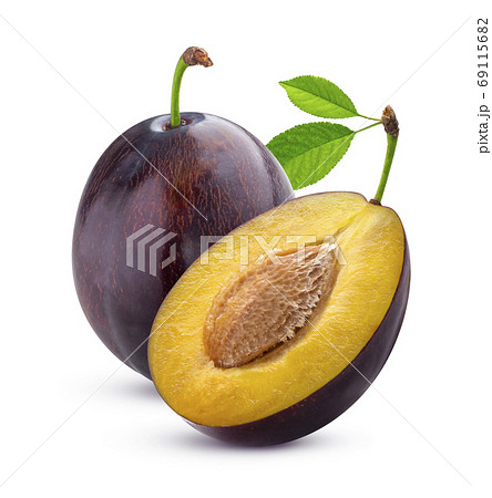 Plums isolated on white background with clipping path Plums isolated on white background with clipping path 69115682