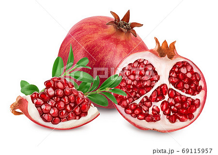 Pomegranate isolated on white background with clipping path and full depth of field. Pomegranate isolated on white background with clipping path and full depth of field. 69115957