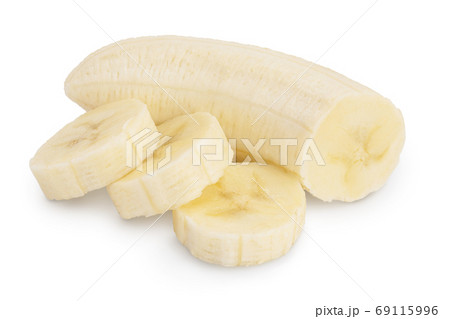 banana pieces isolated on white background with clipping path and full depth of field. 69115996