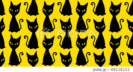 Cat Seamless Pattern Halloween Kitten Vector のイラスト素材