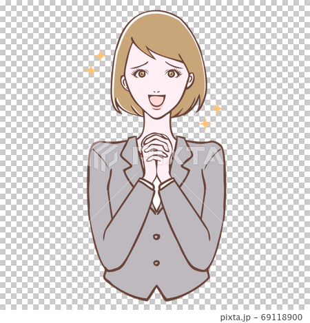 スーツを着た若い女性 感動ポーズ イラストのイラスト素材 スーツを着た若い女性 感動ポーズ イラストのイラスト素材