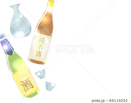 日本酒のイラスト背景、水彩風 69119202