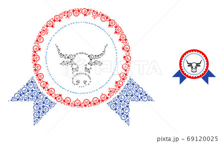 Cow Seal Stamp Ribbons Recursive Collage of Self Items 69120025