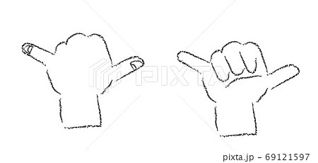 アロハ Aloha クレヨンて手描きしたイラストのイラスト素材