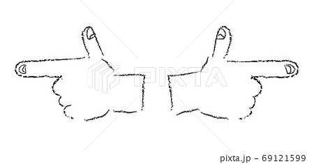 Hand Of A Finger Gun Pointing Hand Crayon Stock Illustration