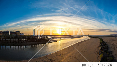 Wooden Pier and Lighthouse 69123761
