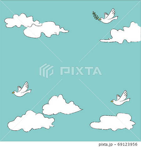 青空を飛ぶ鳥のイラスト素材