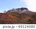 カラフルな紅葉樹林の砦に守られた火山城 69124080