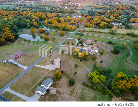 American landscape beautiful farmland in the Ohio 69124209