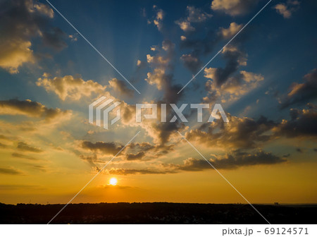 Amazing pink purple sky during sunset over 69124571