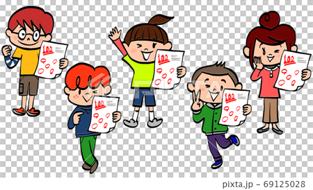 テスト用紙と小学生 69125028