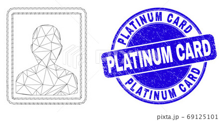 Blue Grunge Platinum Card Seal and Web Mesh Person Portrait Blue Grunge Platinum Card Seal and Web Mesh Person Portrait 69125101