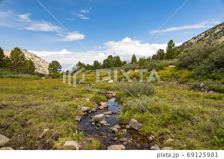 Morning view of the beautiful landscape around the Favre Lake tr 69125981