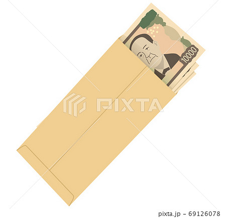 封筒に入った新紙幣　1万円札　イラスト 69126078