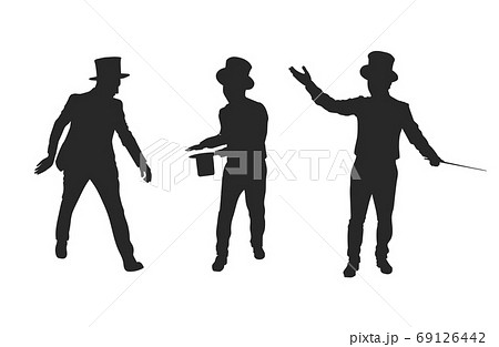 Set Of Magician Silhouette Vectorのイラスト素材