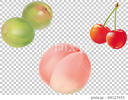 果物イラスト_うめ_もも_さくらんぼ_ 果物イラスト_うめ_もも_さくらんぼ_ 69127455